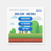 Retro Video Game Menu 1. Geburtstag Party Serviette (Vorderseite)