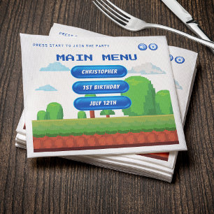 Retro Video Game Menu 1. Geburtstag Party Serviette