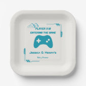 Retro Video Game Player 3 Gaming Baby Dusche Pappteller (Vorderseite)