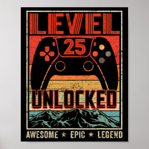 Retro-Videocontroller Vintage freigeschaltet Level Poster
