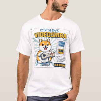 Retro-VideoShiba-Gamer-Hund Japanisches Poster T-Shirt
