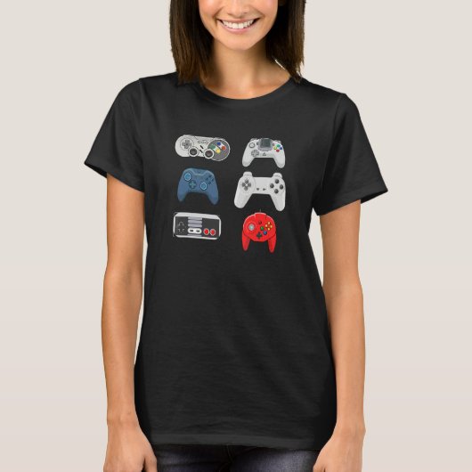 Retro-Videospiel-Controller-Sammlung Gaming T-Shirt (Vorderseite)