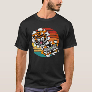 Retro-Videospiel-Tigerkatze-Spiel-Gamer-Tier Su T-Shirt
