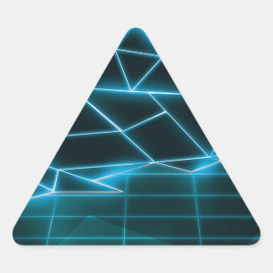 Retro-Videospielgrafik Neonblau aus den 1980er Jah Dreieckiger Aufkleber