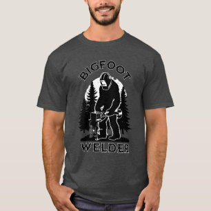 Retro Vidfoot Bigfoot Welder Forest Scene T-Shirt