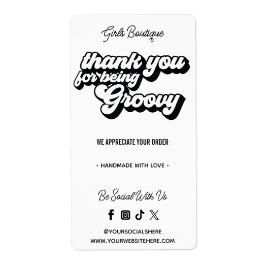 Retro Vielen Dank für den Kauf Groovy Black & Whit (Vorne)