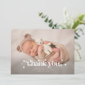 Retro Vielen Dank Overlay Foto Birth Ankündigung (Stehend Vorderseite)