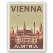 Retro Vienna City Austria Skyline-Geschenke Aufkleber (Vorderseite)