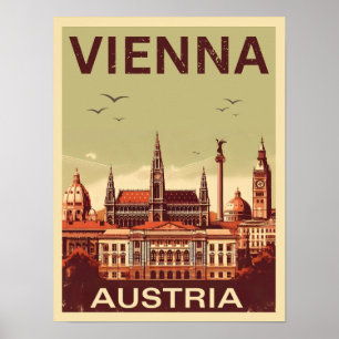 Retro Vienna City Austria Skyline-Geschenke Poster