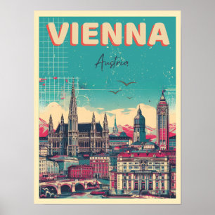 Retro Vienna City Austria Skyline-Geschenke Poster