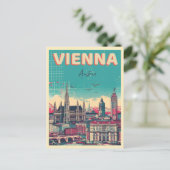 Retro Vienna City Austria Skyline-Geschenke Postkarte (Stehend Vorderseite)