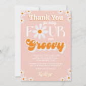 Retro Vier je Groovy Girls 4. Geburtstag Dankeskarte (Vorderseite)