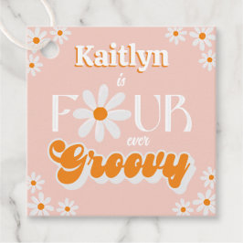 Retro Vier je Groovy Girls 4. Geburtstag Geschenkanhänger