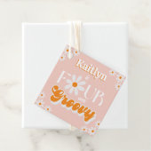 Retro Vier je Groovy Girls 4. Geburtstag Geschenkanhänger (Beispiel)