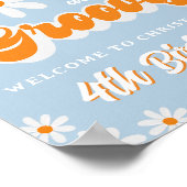 Retro Vier Jungs Groovys 4. Geburtstag Willkommen Poster (Ecke)