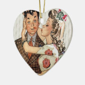 Retro Vierzigerjahre, die Paare küssen Keramikornament (Links)