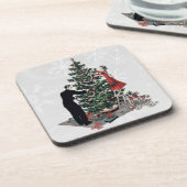 Retro Vierzigerjahre Weihnachtsbaum Untersetzer (Linke Seite)