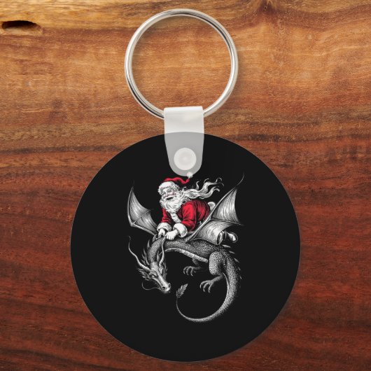 Retro Viking Pagan Christmas - Clic Santa Riding D Schlüsselanhänger (Vorderseite)