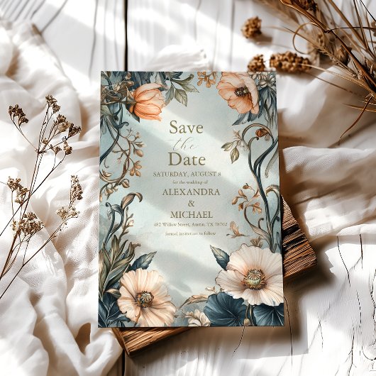 Retro Viktorianisch Royal Floral Wedding Save The Date