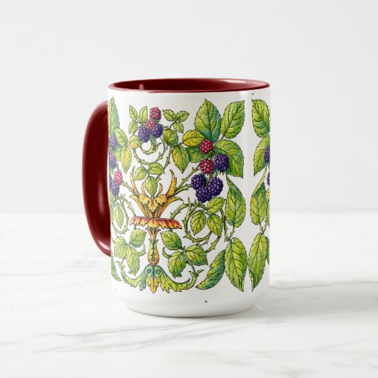 Retro viktorianische Brombeeren Tasse (Vorderseite Links)