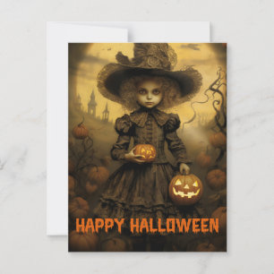 Retro viktorianische Fotografie Halloween böse Hex Postkarte
