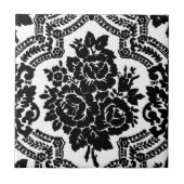 Retro viktorianischer Blumendruck, Schwarzweiss. Fliese (Vorderseite)