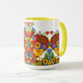 Retro-viktorianischer Vogel-Schmetterling-Fries Tasse (VorderseiteRechts)