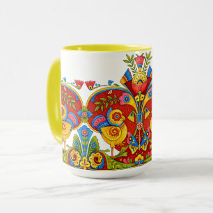 Retro-viktorianischer Vogel-Schmetterling-Fries Tasse
