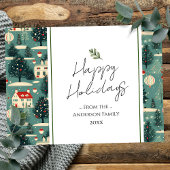 Retro Village Stadt Weihnachtsgrüße Postkarte