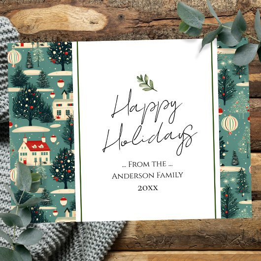 Retro Village Stadt Weihnachtsgrüße Postkarte