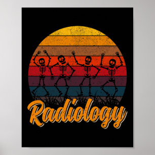Retro Vinitage Dancing Skelett Radiologie Technolo Poster