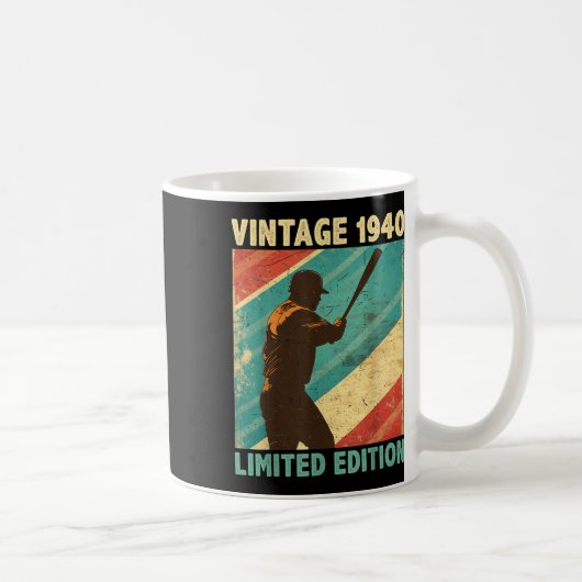Retro Vintag 1940 Baseball Lover Limited Edition Kaffeetasse (Rechts)