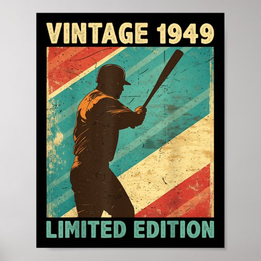 Retro Vintag 1949 Baseball Lover Limited Edition Poster (Vorne)