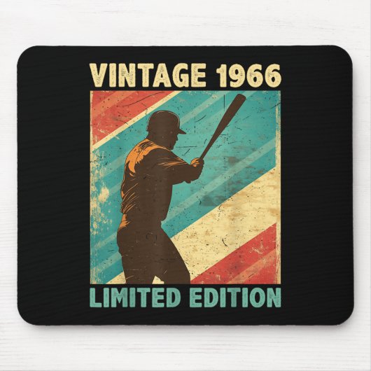 Retro Vintag 1966 Baseball Lover Limited Edition Mousepad (Vorne)