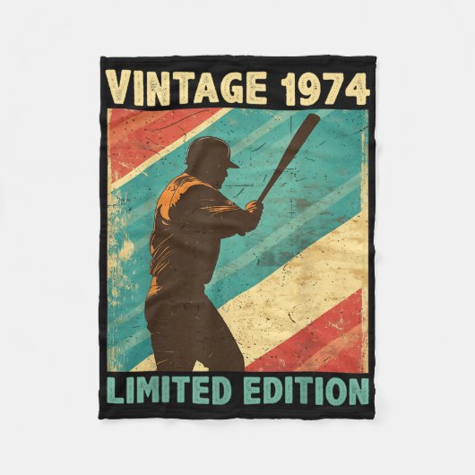 Retro Vintag 1974 Baseball Lover Limited Edition Fleecedecke (Vorderseite)