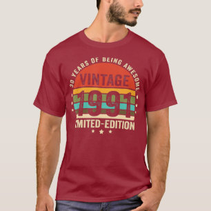 Retro Vintag 1991 30 Jahre alt 30. Geburtstag für T-Shirt