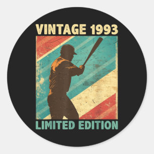 Retro Vintag 1993 Baseball Lover Limited Edition Runder Aufkleber