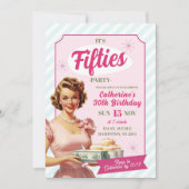 Retro Vintag 50 Erwachsene Geburtstagsparty Einladung (Vorderseite)