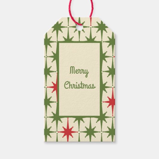 Retro Vintag 50er Frohe Weihnachtsstars Geschenkanhänger (Vorderseite)