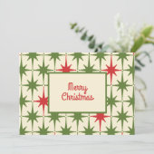 Retro Vintag 50er Merry Christmas Star Muster Einladung (Stehend Vorderseite)