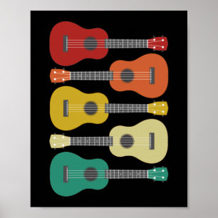 Retro Vintag 5 Ukulele Player Hawaiian Musician Poster