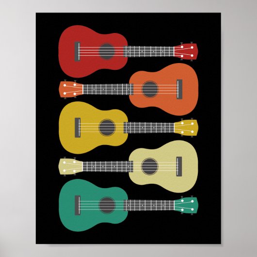 Retro Vintag 5 Ukulele Player Hawaiian Musician Poster (Vorne)