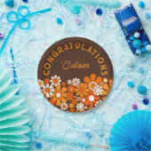 Retro Vintag 70er Personalisierte Glückwünsche Pappteller (Party)