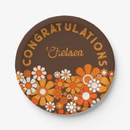 Retro Vintag 70er Personalisierte Glückwünsche Pappteller