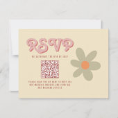 Retro Vintag 70er Wedding QR UAWG RSVP Karte (Vorderseite)
