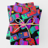 Retro Vintag 80er Jahre Gamer Design Geschenkpapier Set (Beispiel)