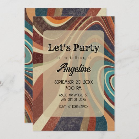 Retro Vintag abstrakt Einladung (Vorne/Hinten)