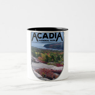 Retro Vintag Acadia Nationalpark Maine Island Zweifarbige Tasse