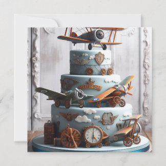 RETRO VINTAG AIRPLANE THEMED GEBURTSTAGSKAKE EINLADUNG