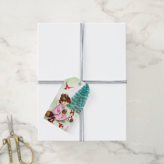 Retro Vintag Angel Party Namensschild Geschenkanhänger (Mit Garn)